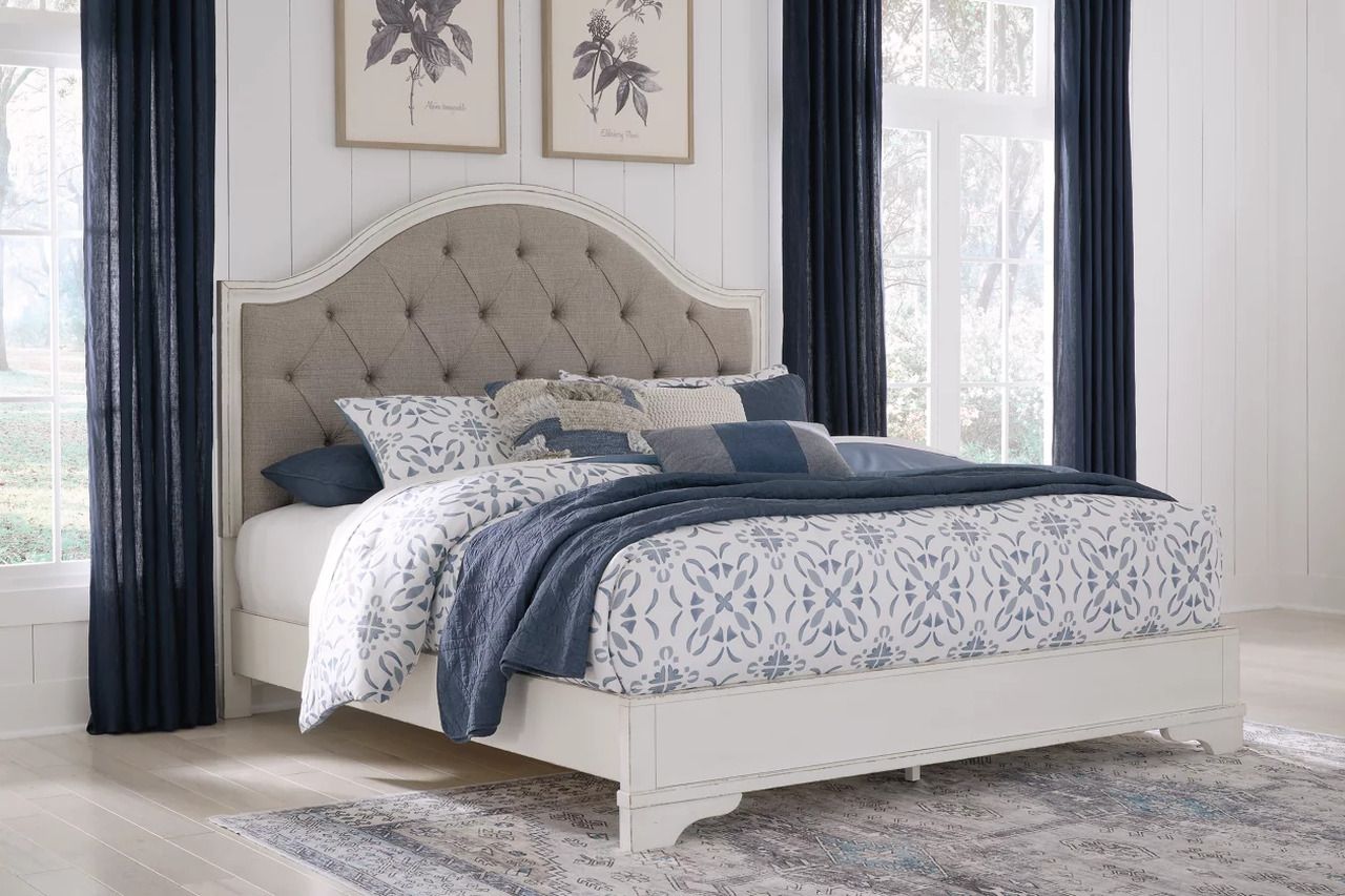 Blendon King Upholstered Panel Bed In Rustic Brown B747B3