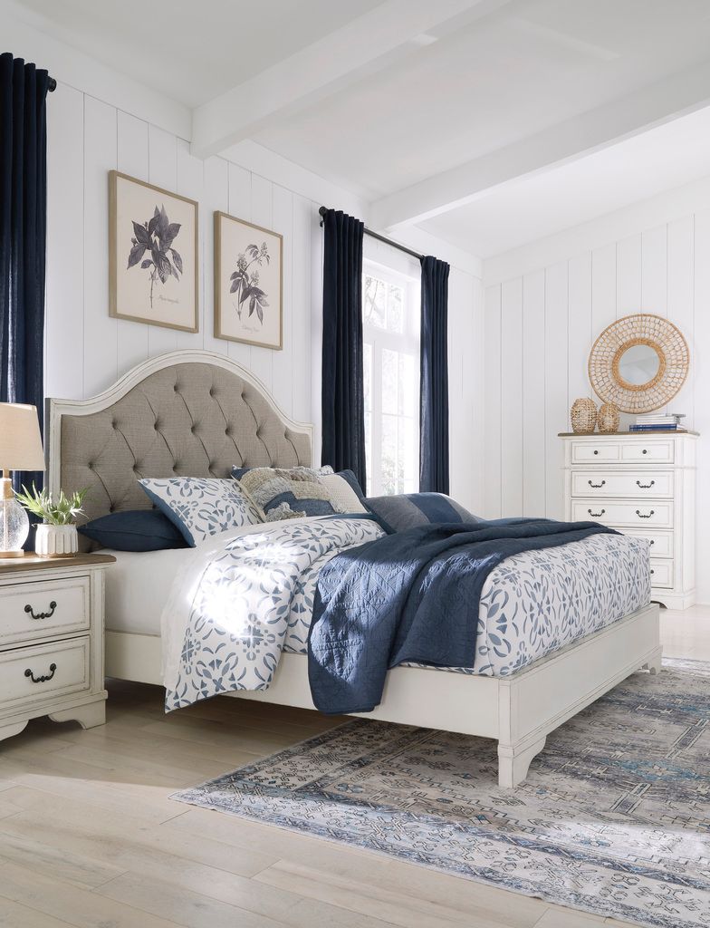 Blendon King Upholstered Panel Bed In Rustic Brown B747B3