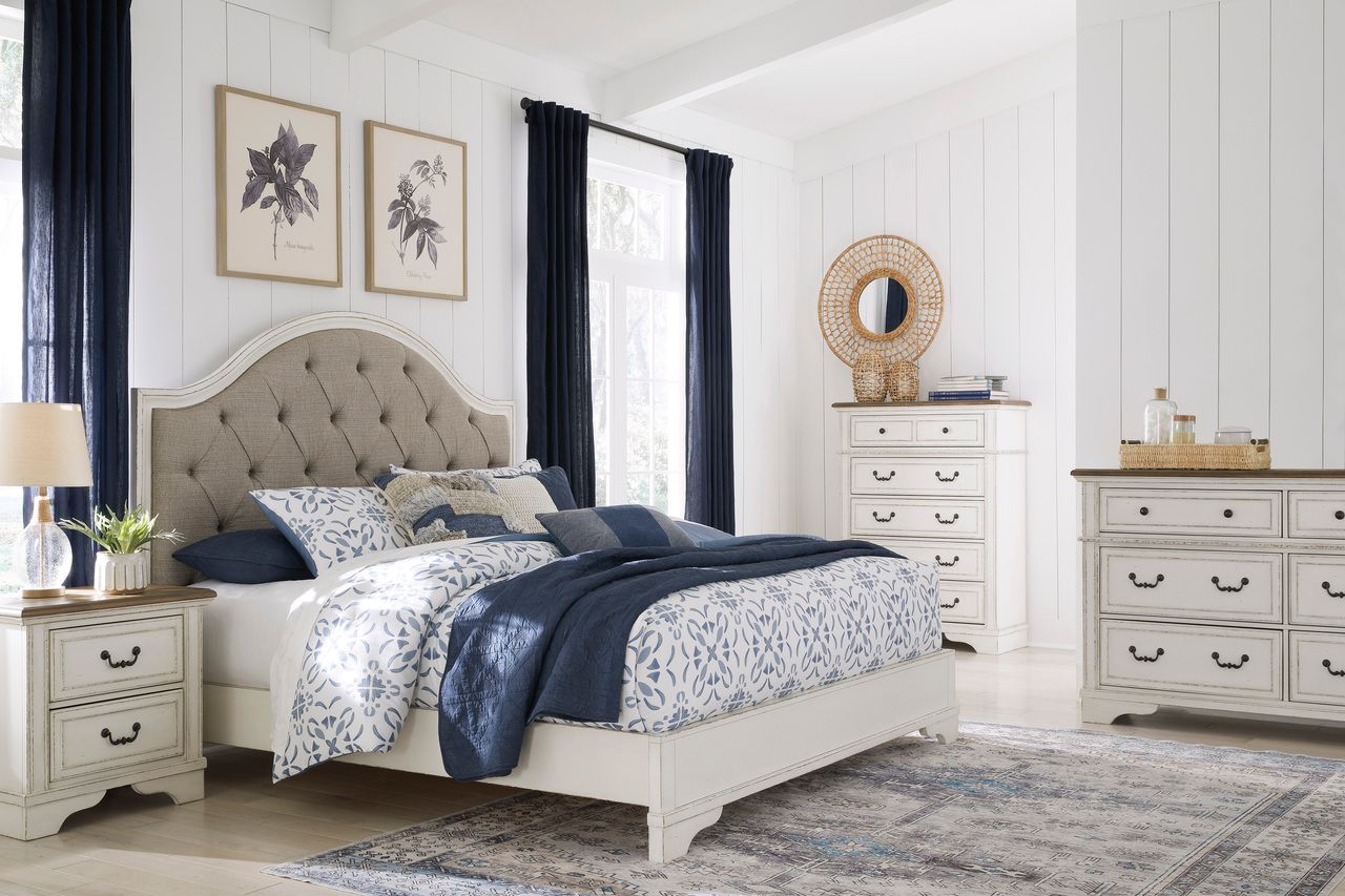 Blendon King Upholstered Panel Bed In Rustic Brown B747B3