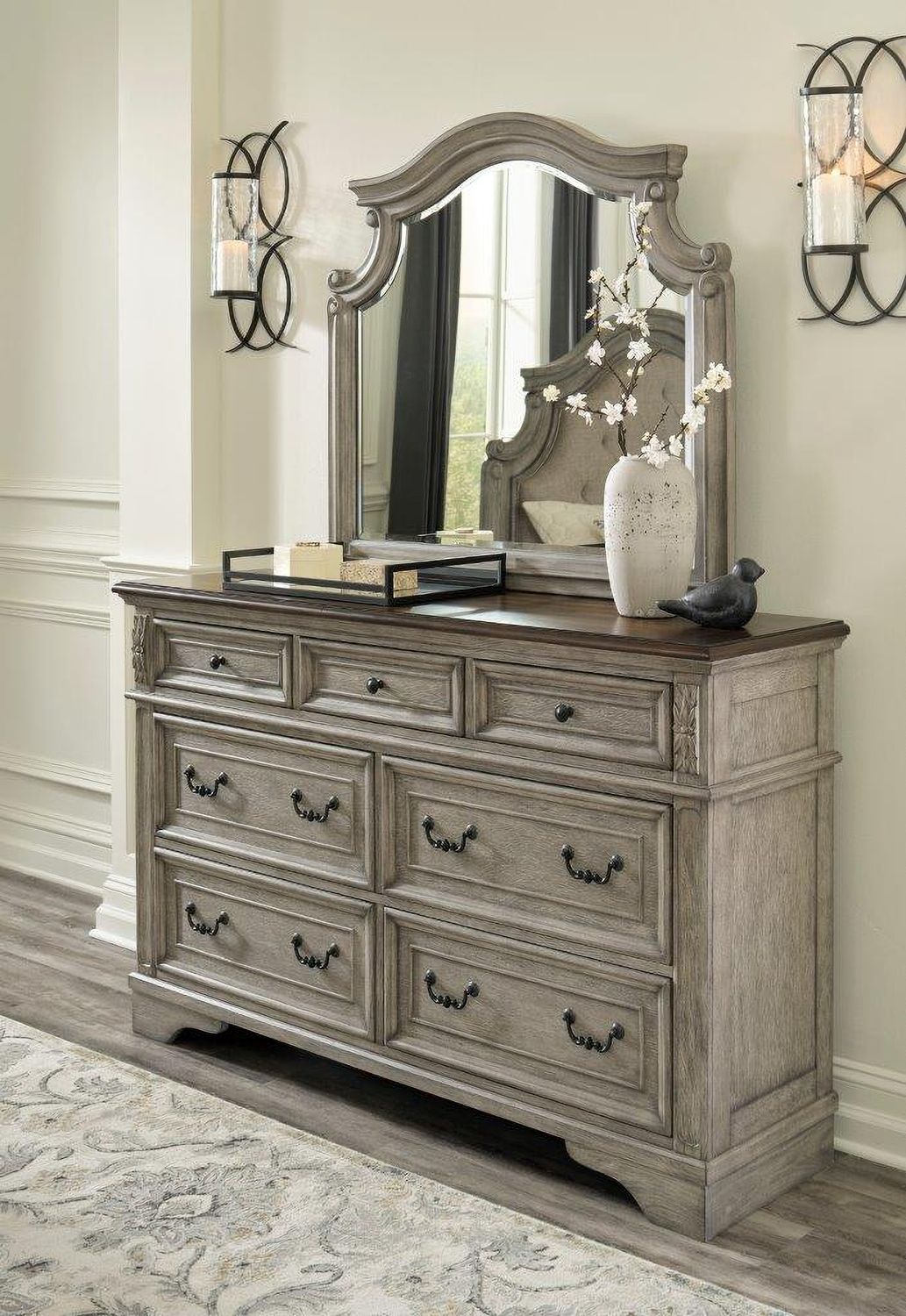 Lodenbay Antique Gray Bedroom Mirror B75136