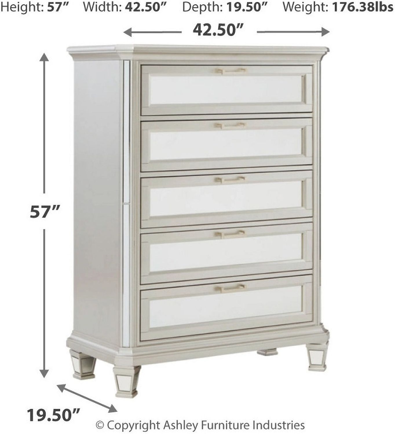 Lindenfield Silver Five Drawer Chest B75846