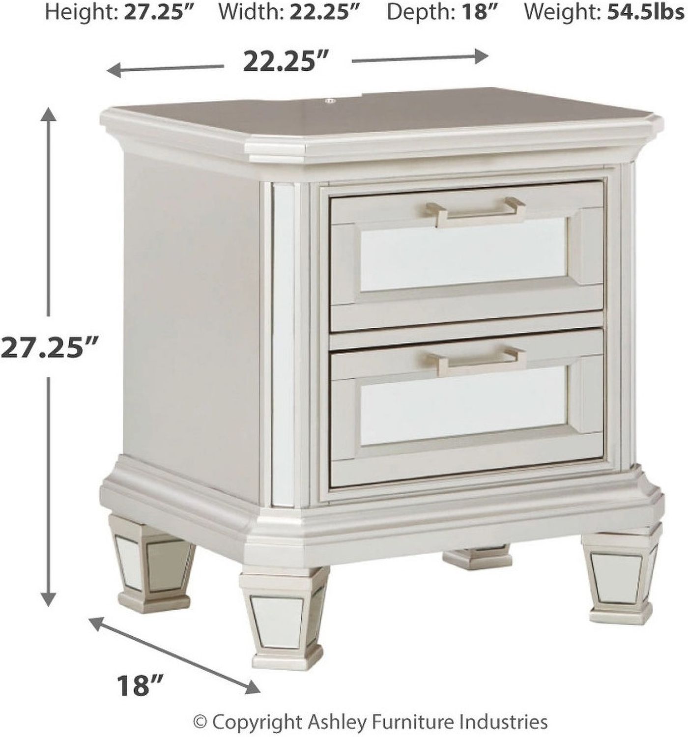 Lindenfield Silver Two Drawer Night Stand B75892
