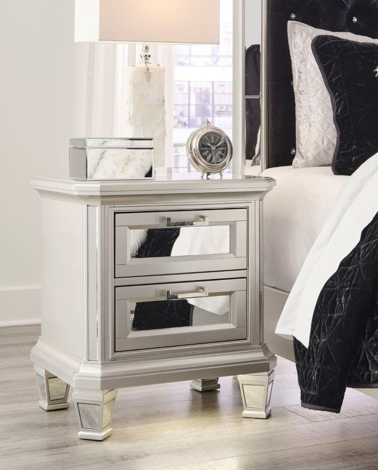 Lindenfield Silver Two Drawer Night Stand B75892