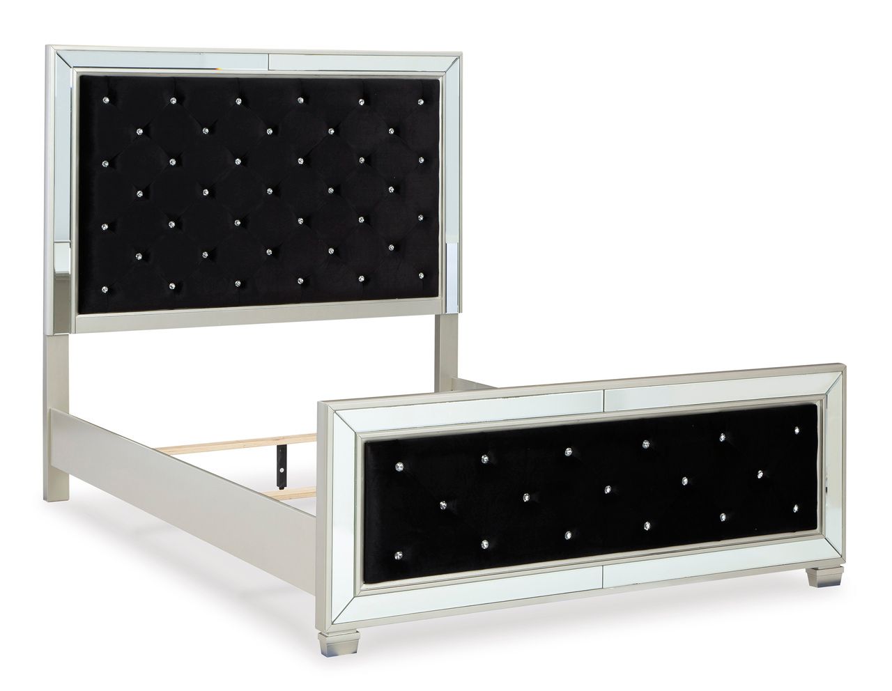 Lindenfield Black and Silver Queen Upholstered Panel Bed B758B2