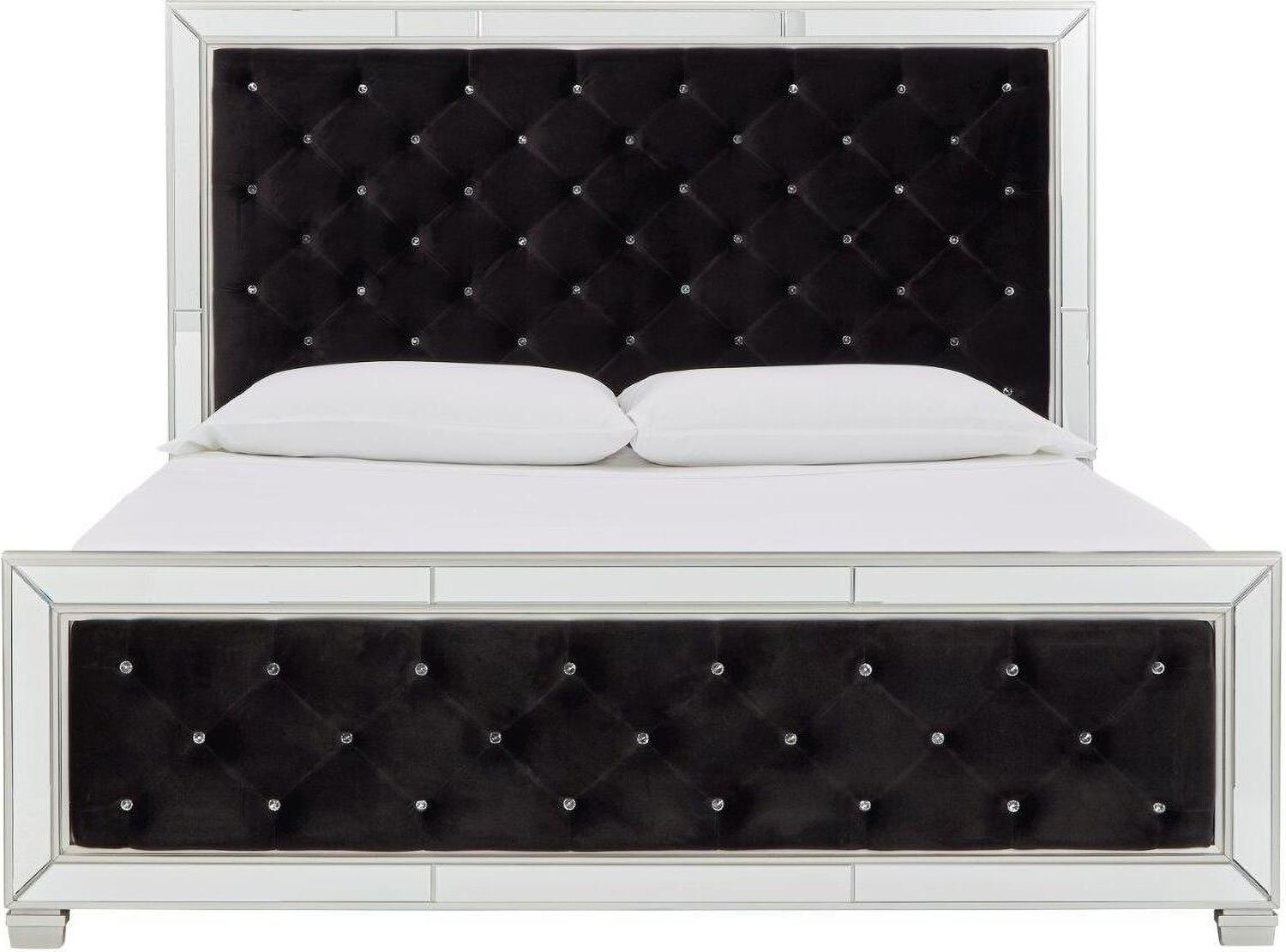 Lindenfield Black and Silver King Upholstered Panel Bed B758B8