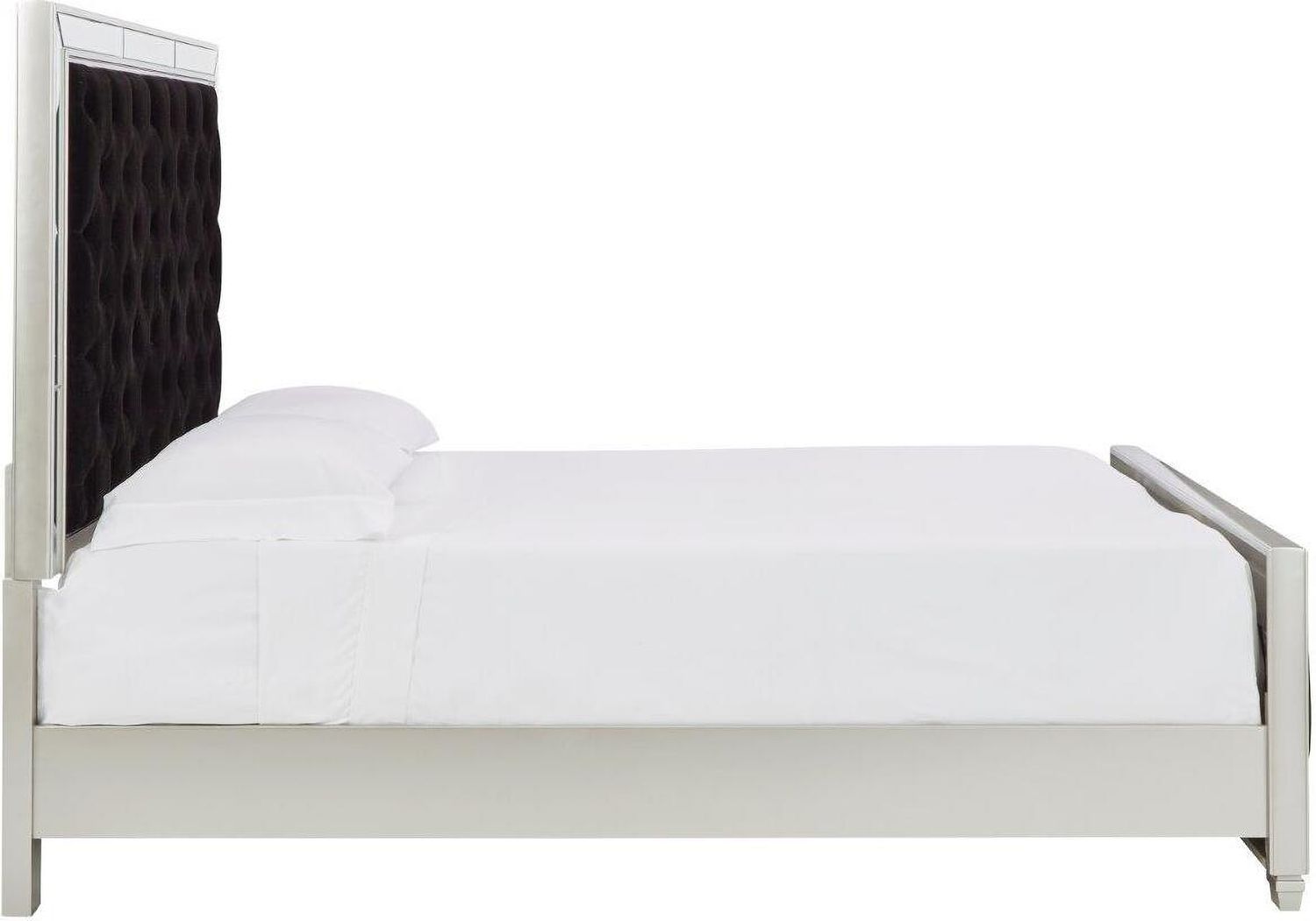 Lindenfield Black and Silver King Upholstered Panel Bed B758B8
