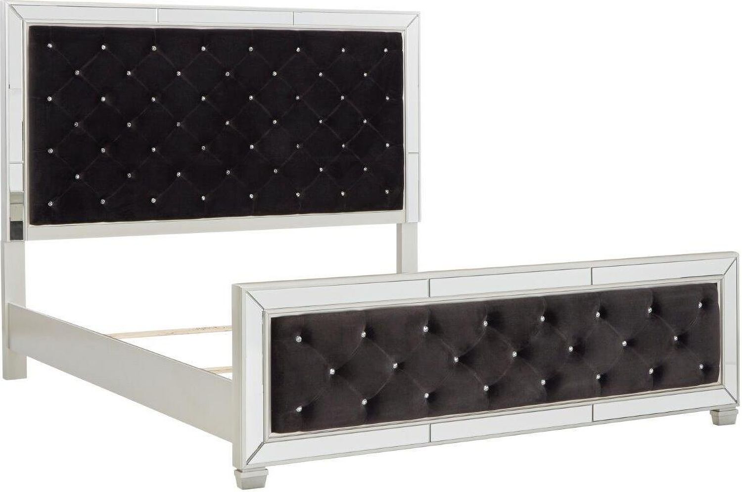 Lindenfield Black and Silver King Upholstered Panel Bed B758B8