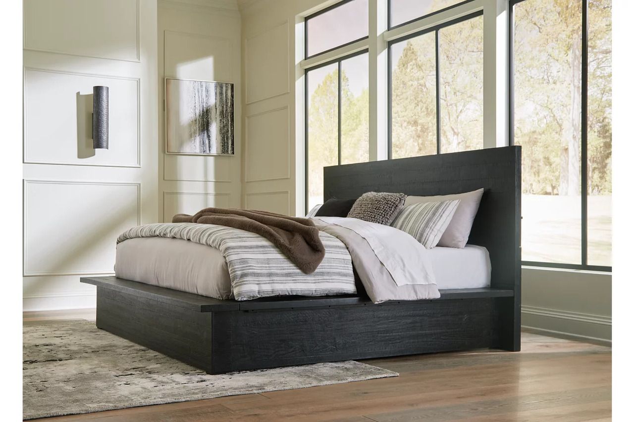 Londer King Panel Bed In Black B768B4