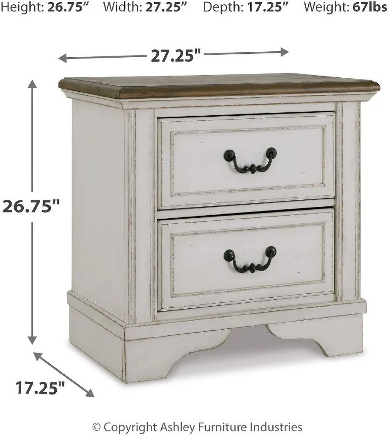 Brollyn Two-Tone Two Drawer Nightstand B77392