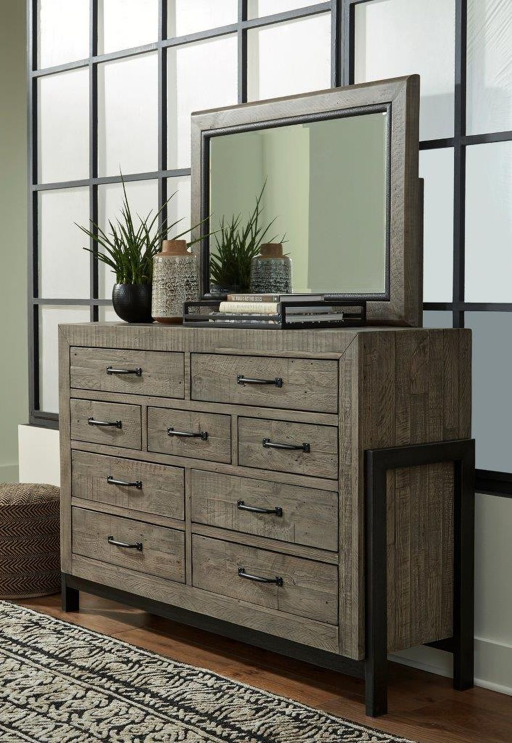 Brennagan Gray Bedroom Mirror B77436