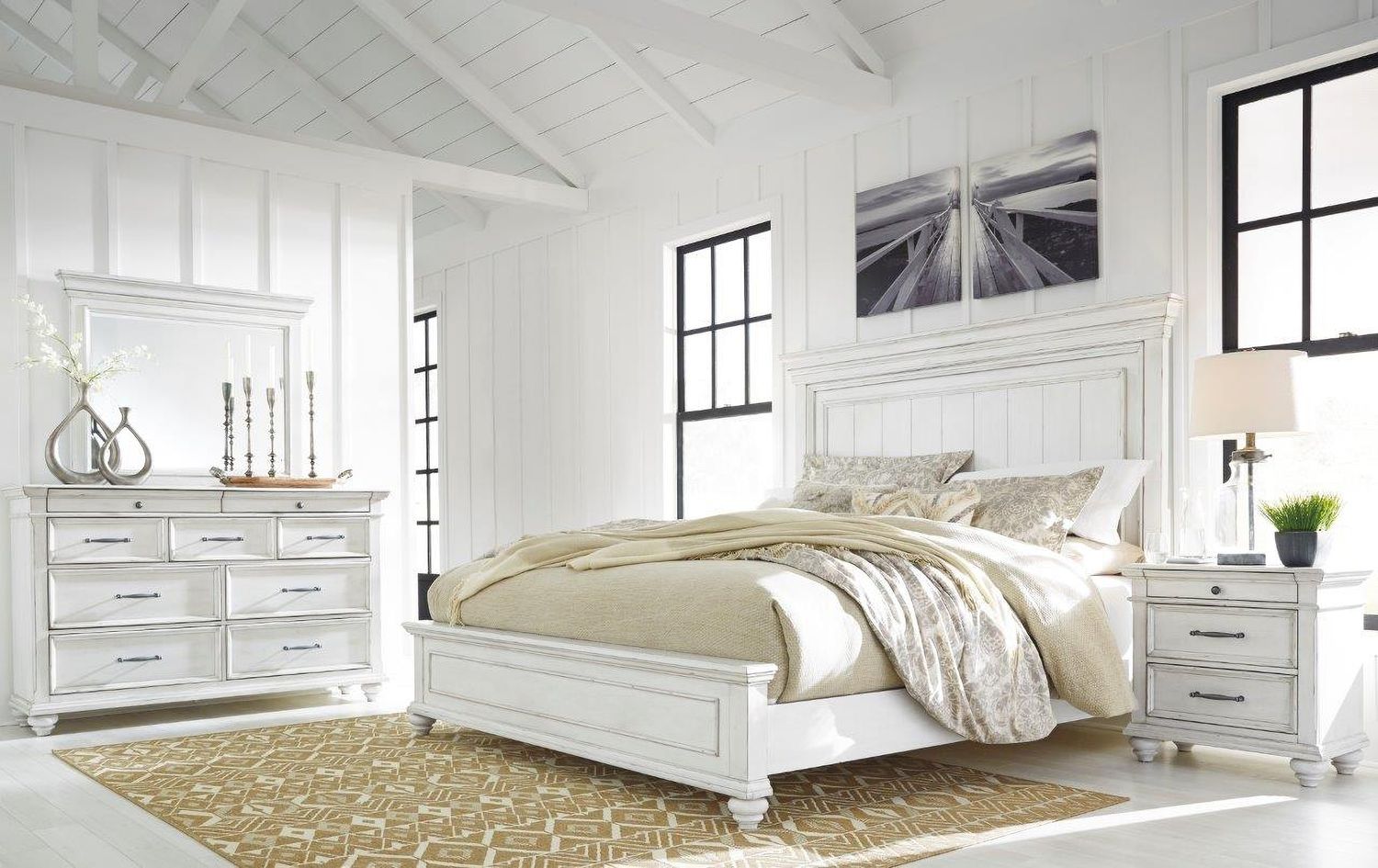 Kanwyn Whitewash Bedroom Mirror B77736