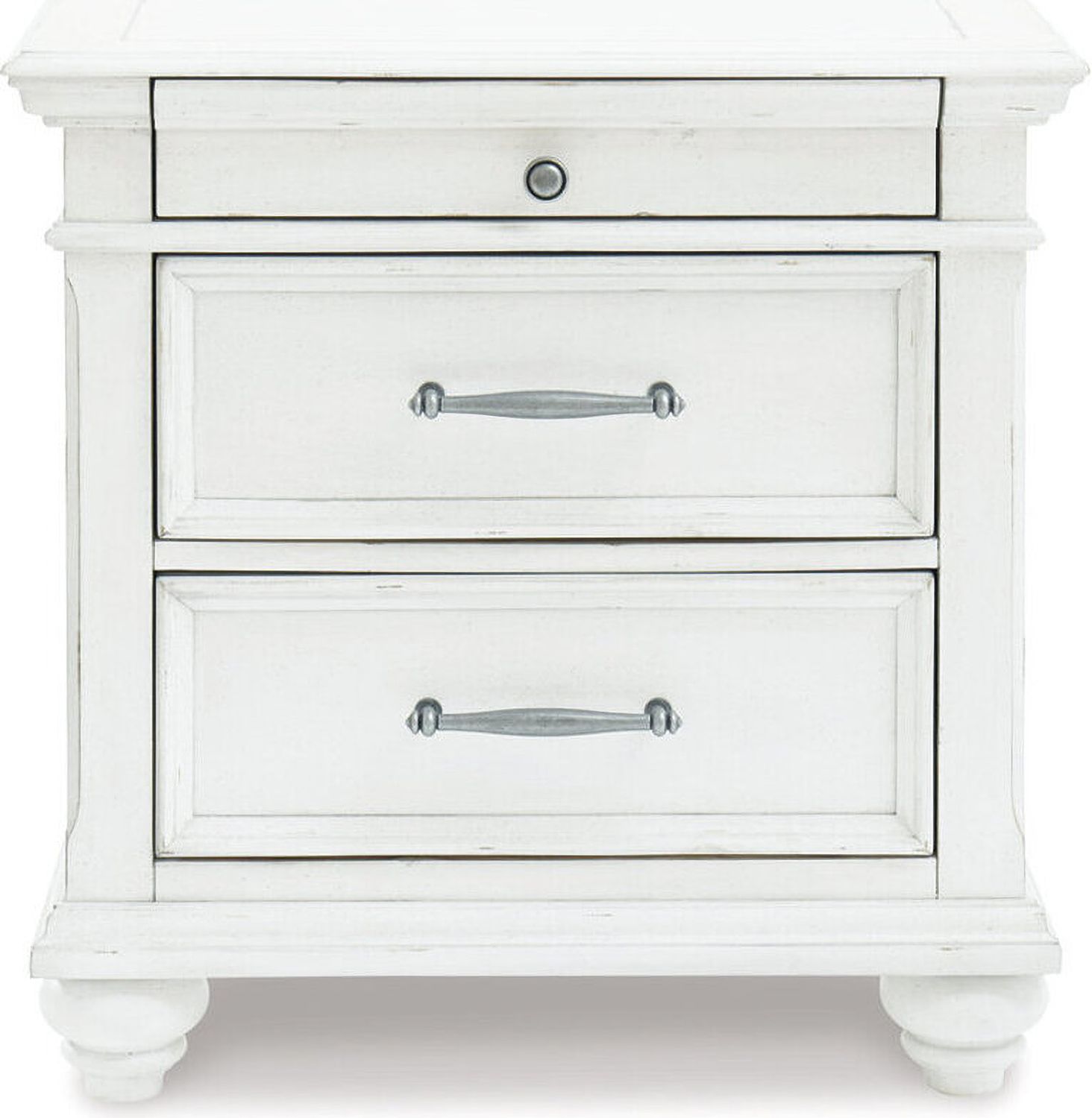 Kanwyn Whitewash Three Drawer Night Stand B77793