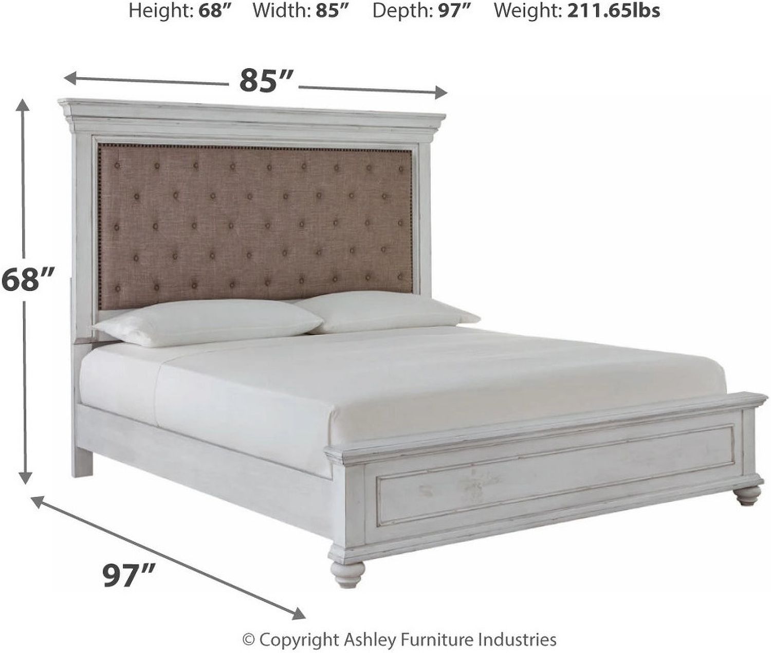 Kanwyn King Panel Bed In White Wash B777B10