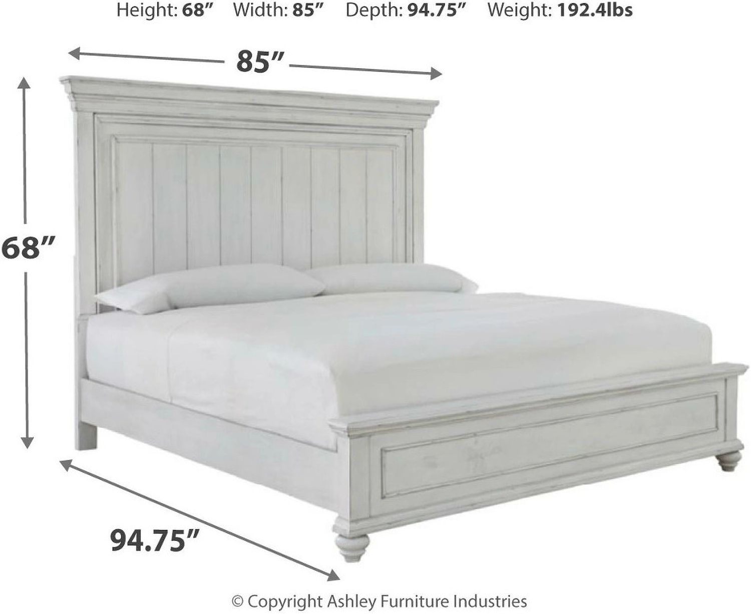 Kanwyn California King Panel Bed In White Wash B777B11