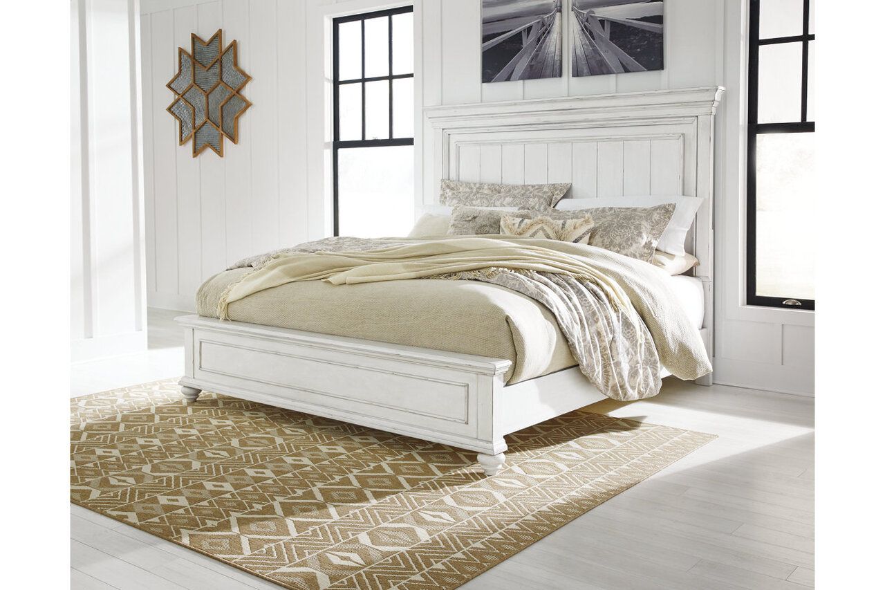 Kanwyn California King Panel Bed In White Wash B777B11