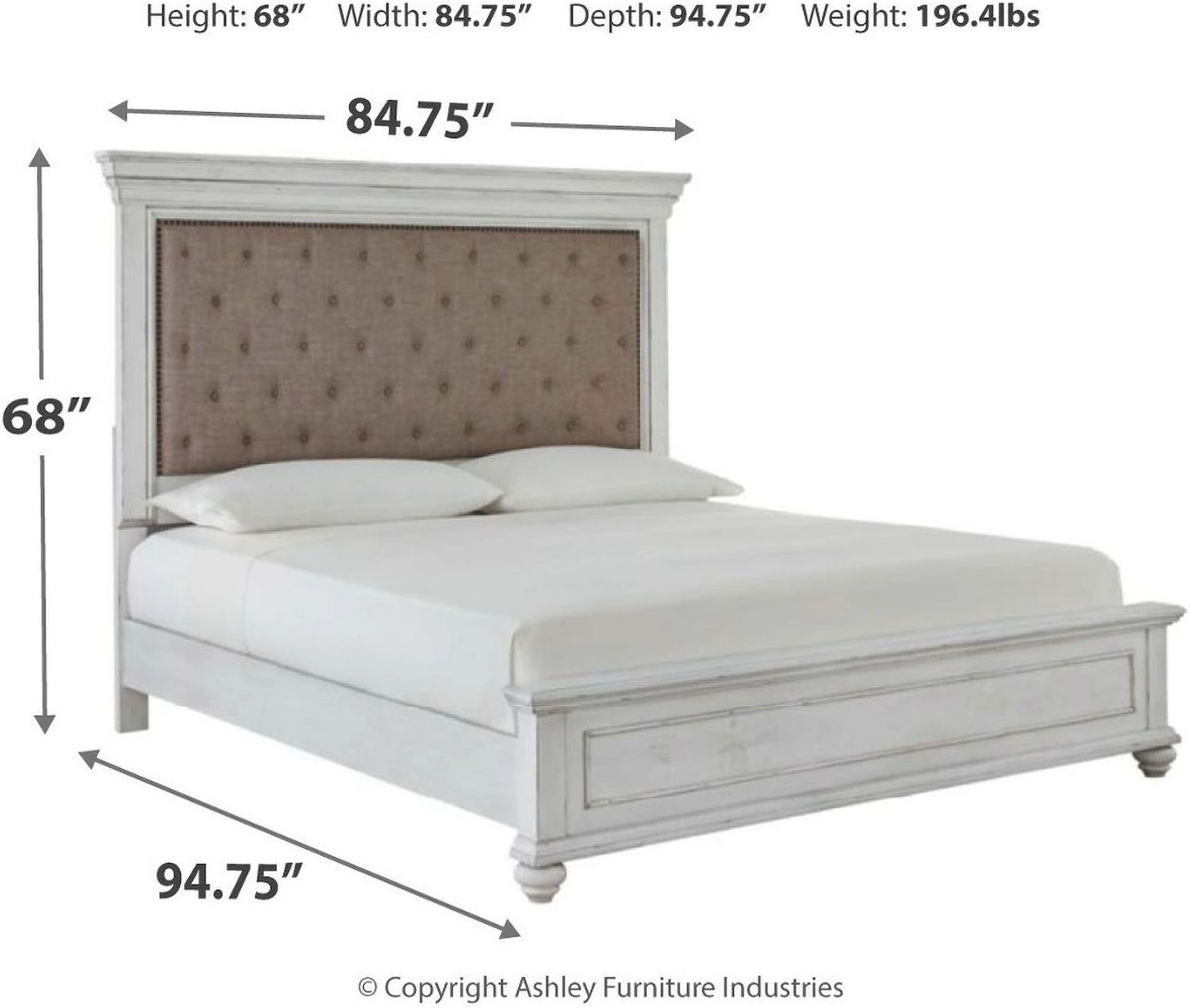 Kanwyn California King Panel Bed In White Wash B777B13
