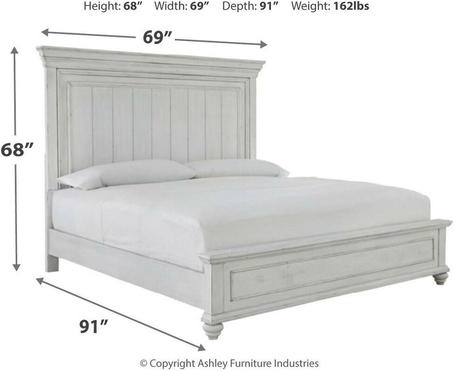 Kanwyn Queen Panel Bed In White Wash B777B2