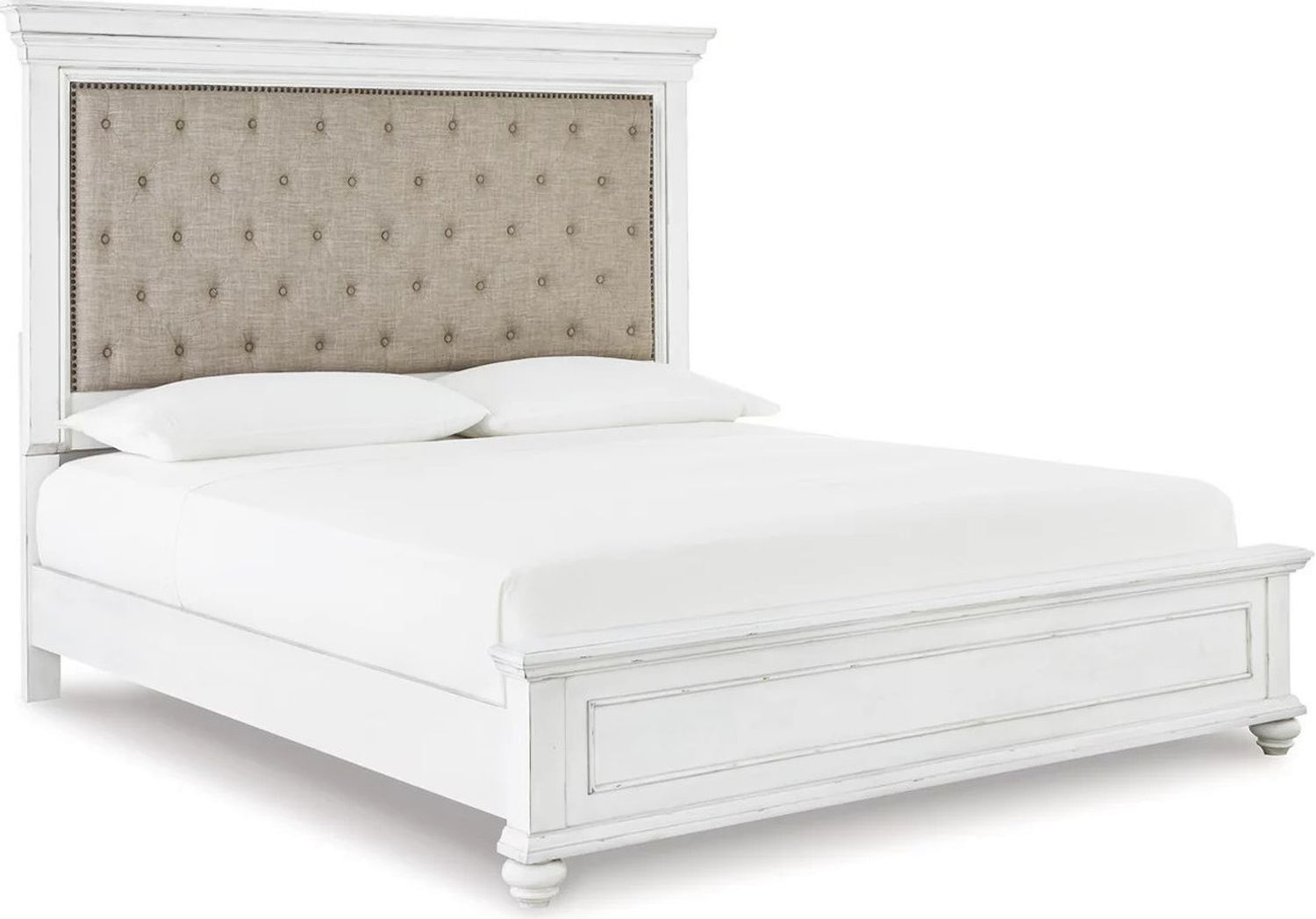 Kanwyn Queen Panel Bed In White Wash B777B4