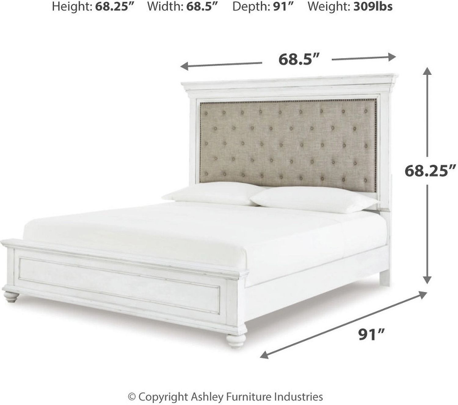 Kanwyn Queen Panel Bed In White Wash B777B4