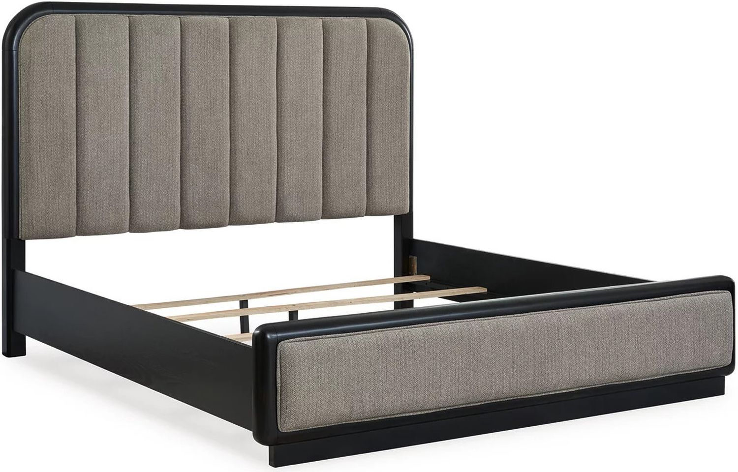 Rowanbeck Queen Upholstered Panel Bed In Black and Gray B821B2
