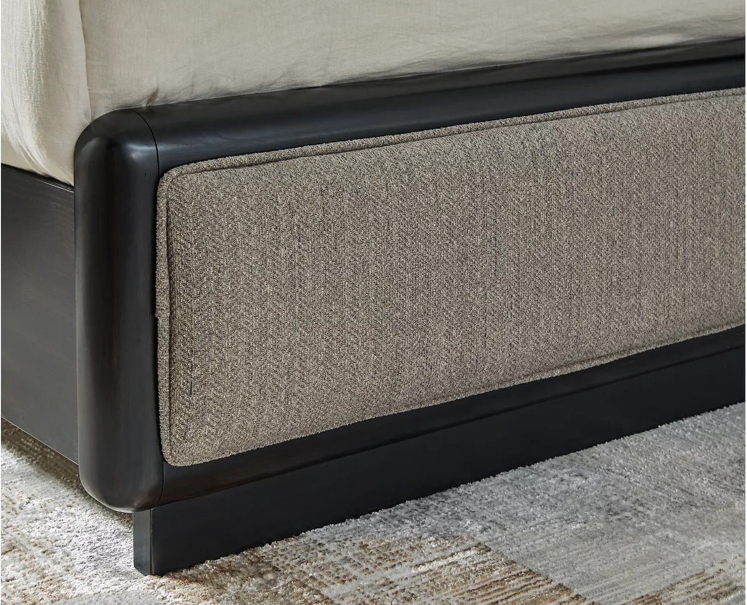 Rowanbeck Queen Upholstered Panel Bed In Black and Gray B821B2