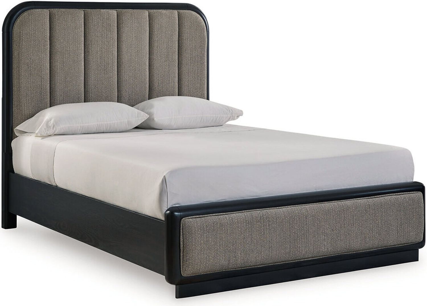Rowanbeck Queen Upholstered Panel Bed In Black and Gray B821B2