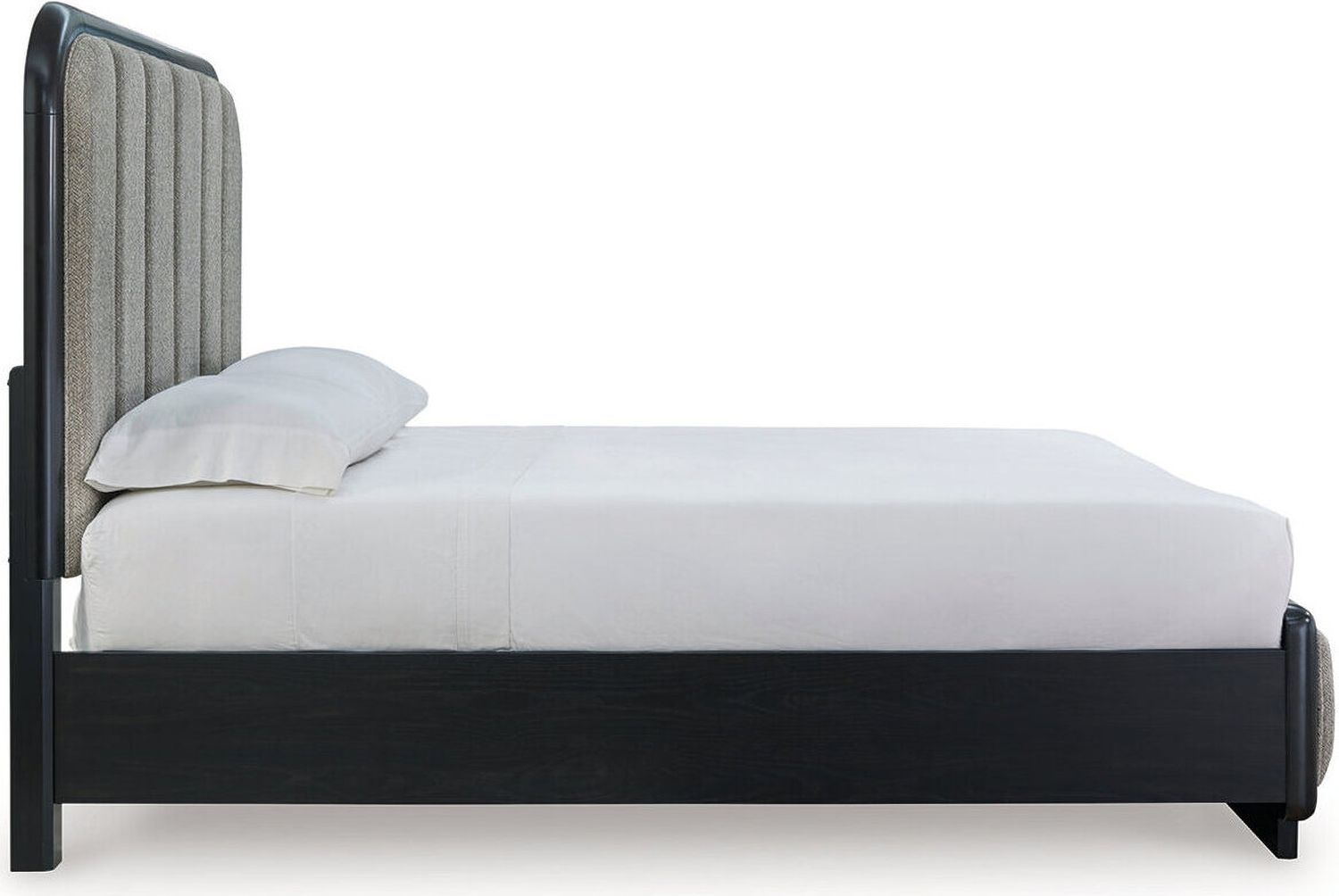 Rowanbeck Queen Upholstered Panel Bed In Black and Gray B821B2