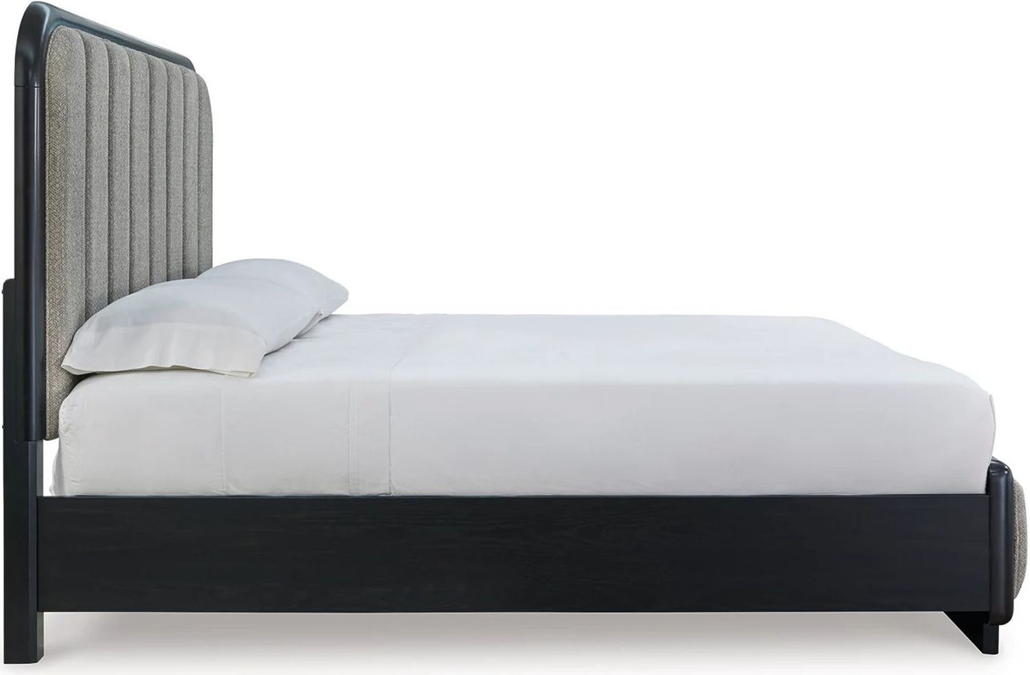 Rowanbeck King Upholstered Panel Bed In Black and Gray B821B4