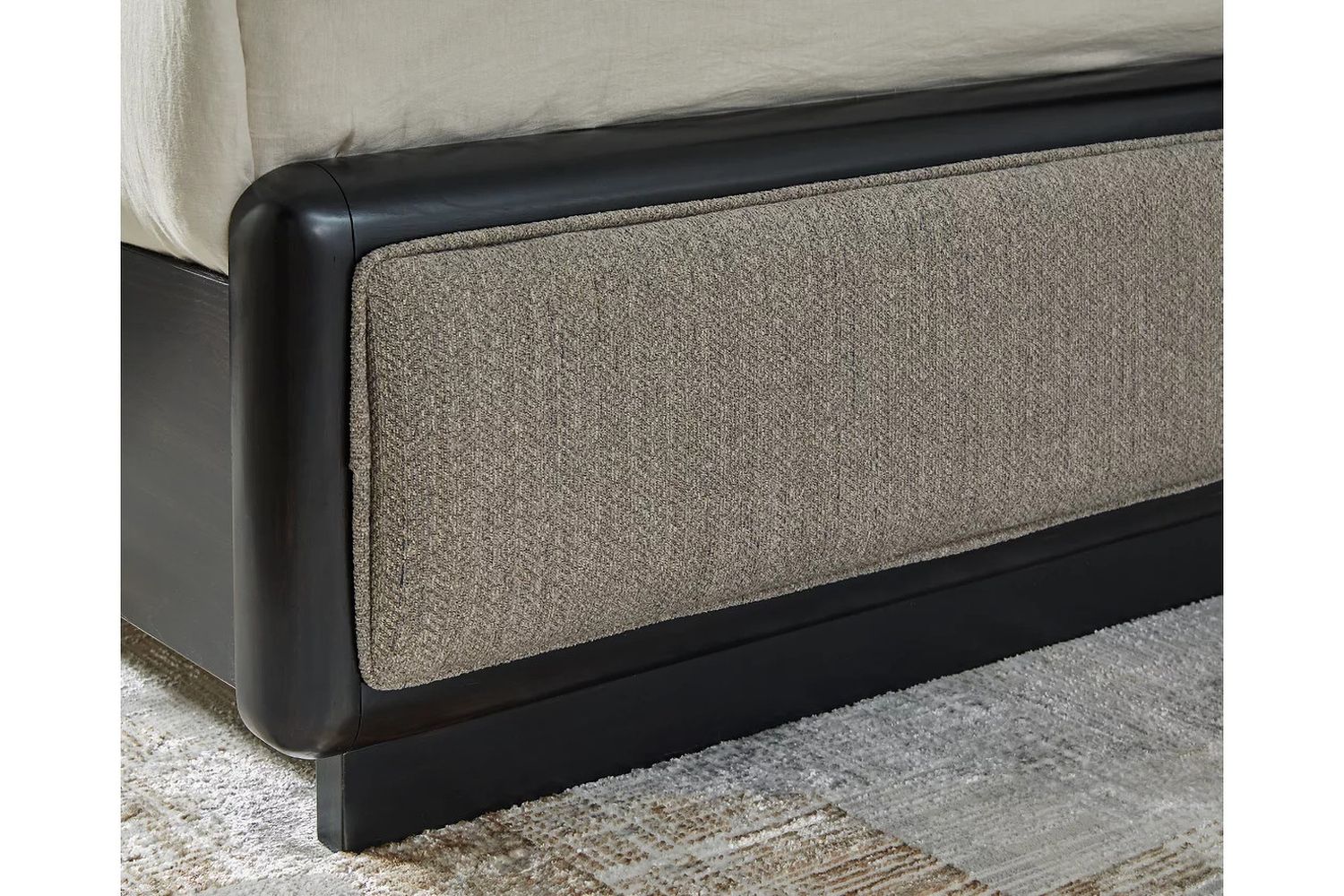 Rowanbeck King Upholstered Panel Bed In Black and Gray B821B4