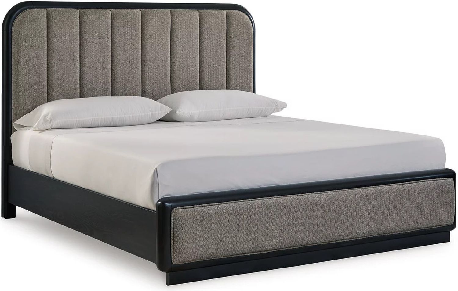 Rowanbeck California King Upholstered Panel Bed In Black and Gray B821B5