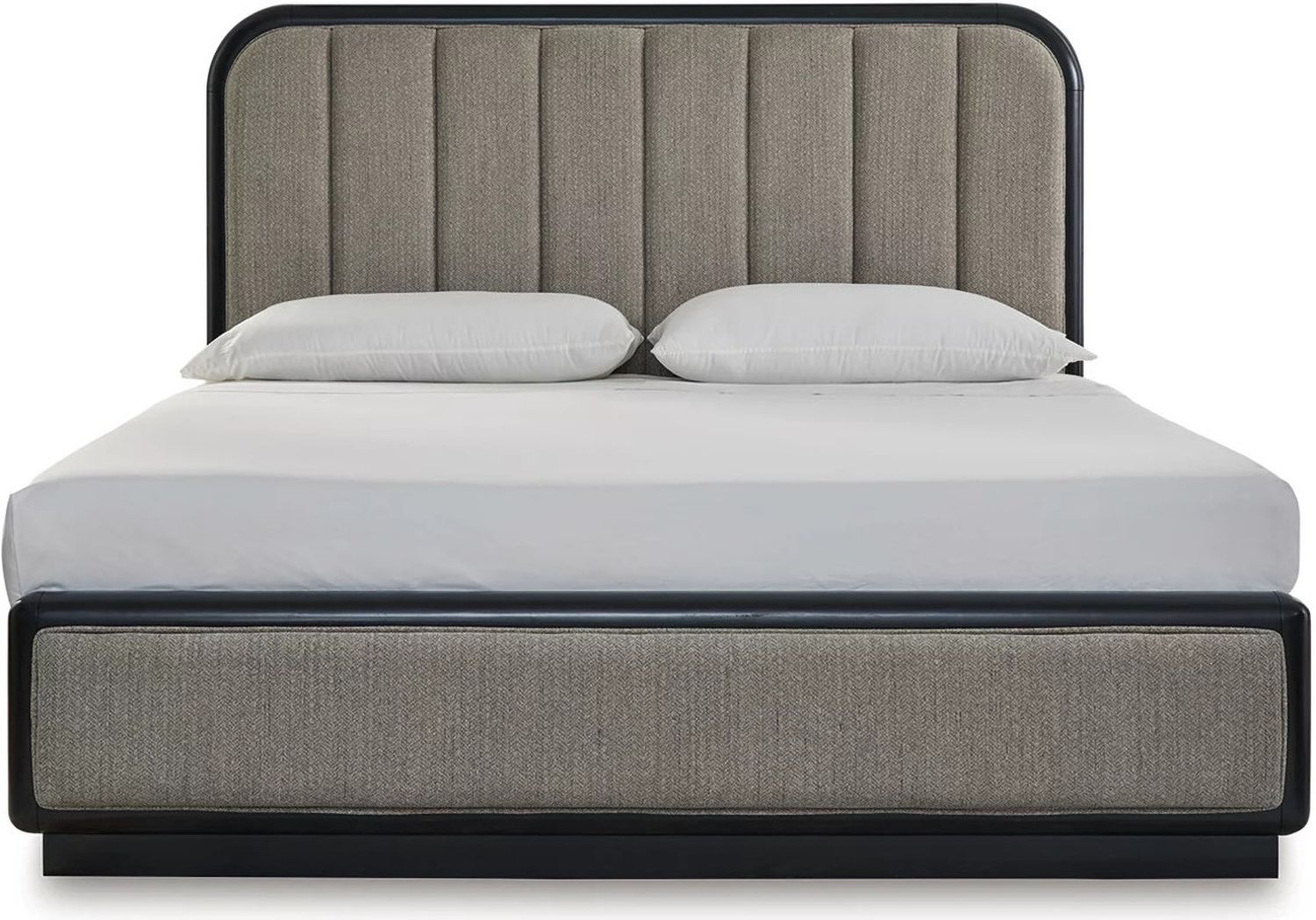 Rowanbeck California King Upholstered Panel Bed In Black and Gray B821B5