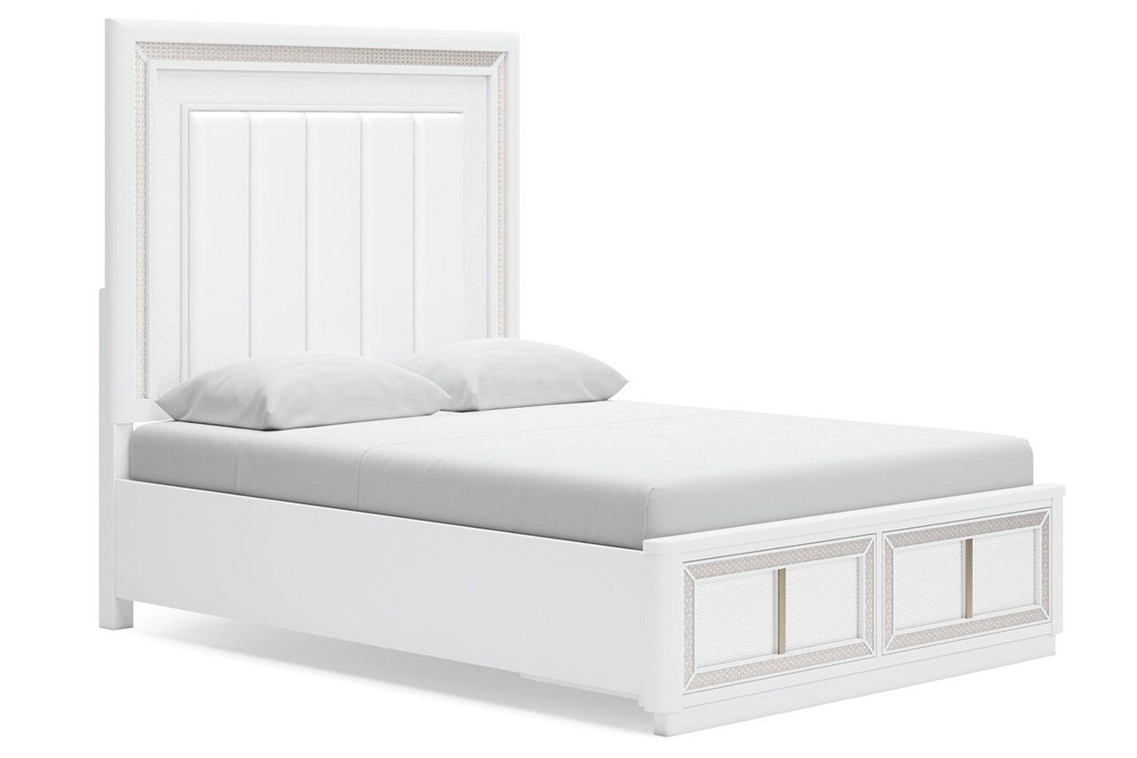 Chalanna Queen Upholstered Storage Bed In White B822B2