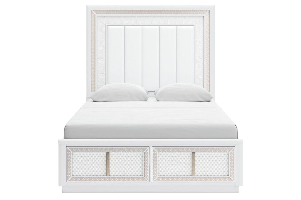 Chalanna Queen Upholstered Storage Bed In White B822B2