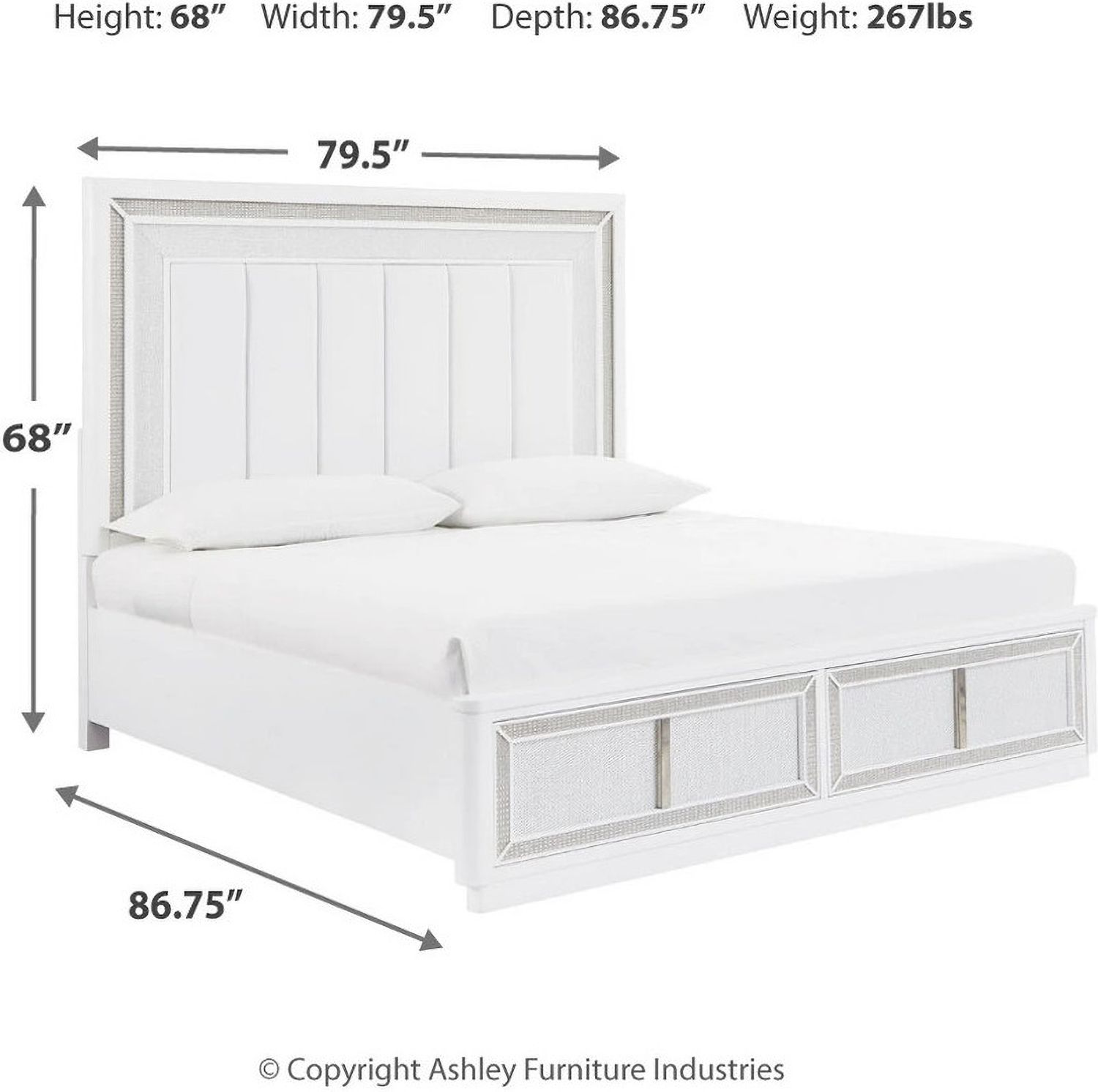 Chalanna King Upholstered Storage Bed In White B822B4