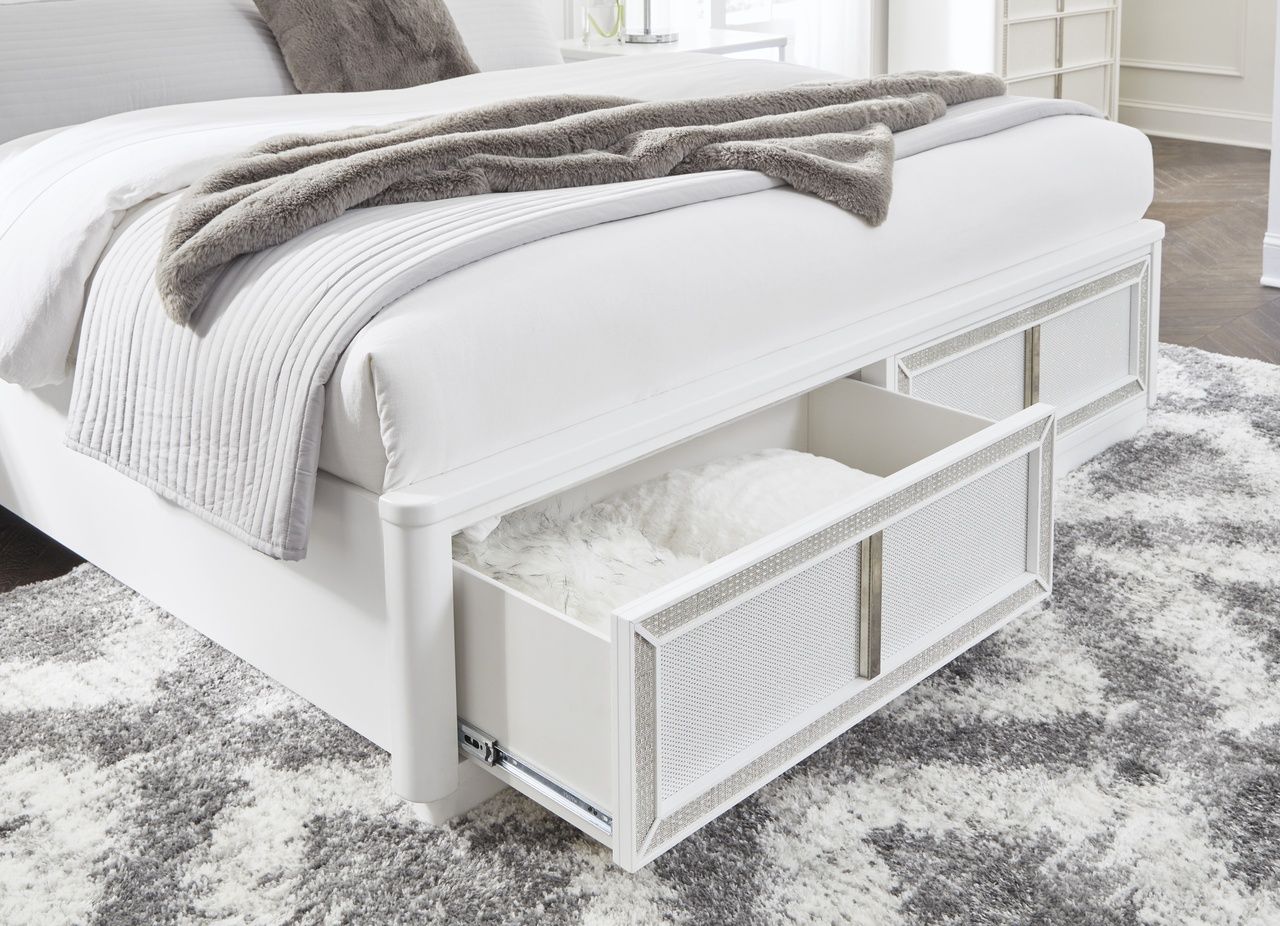 Chalanna California King Upholstered Storage Bed In White B822B5