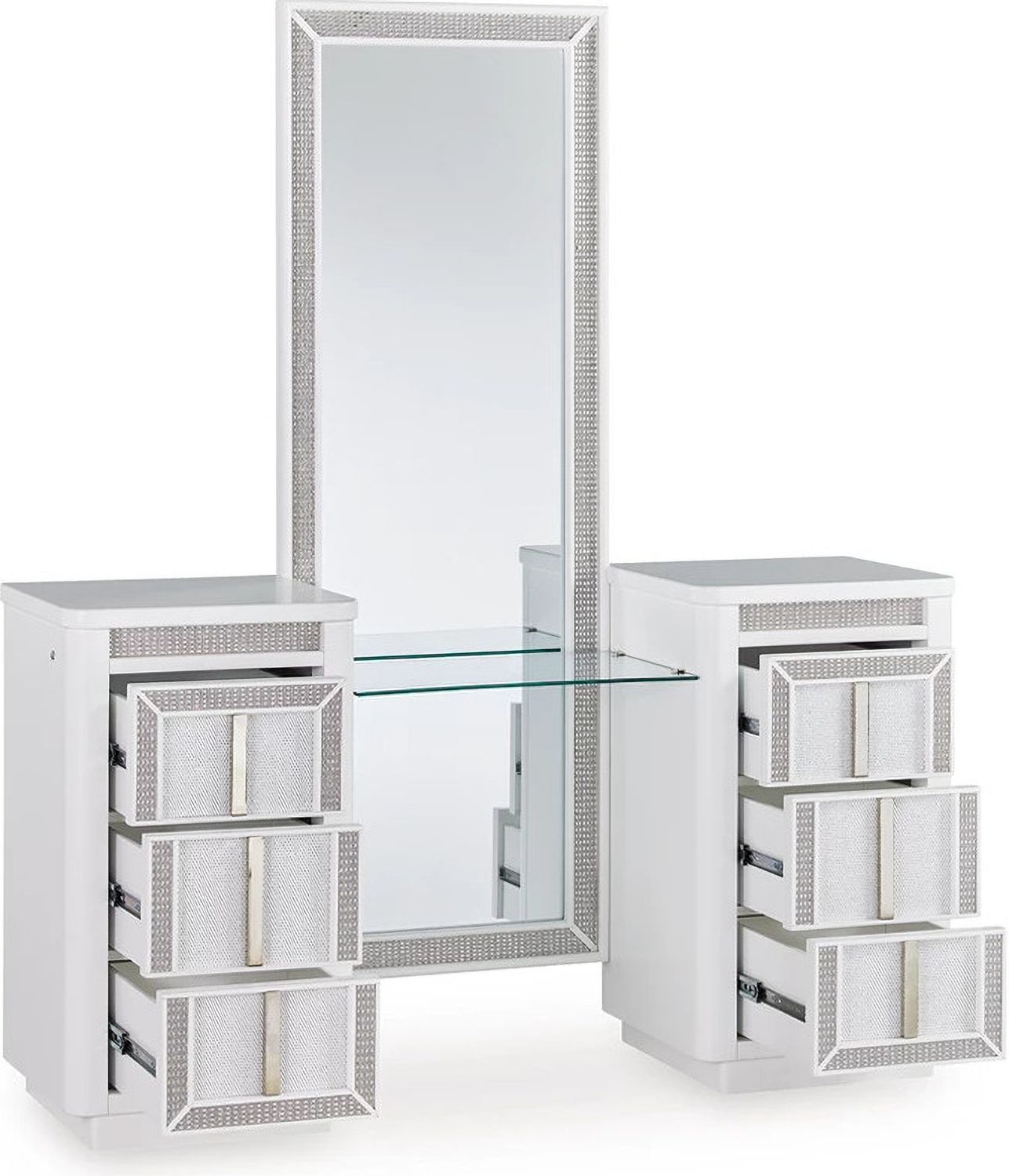Chalanna Vanity with Mirror In White B822B7
