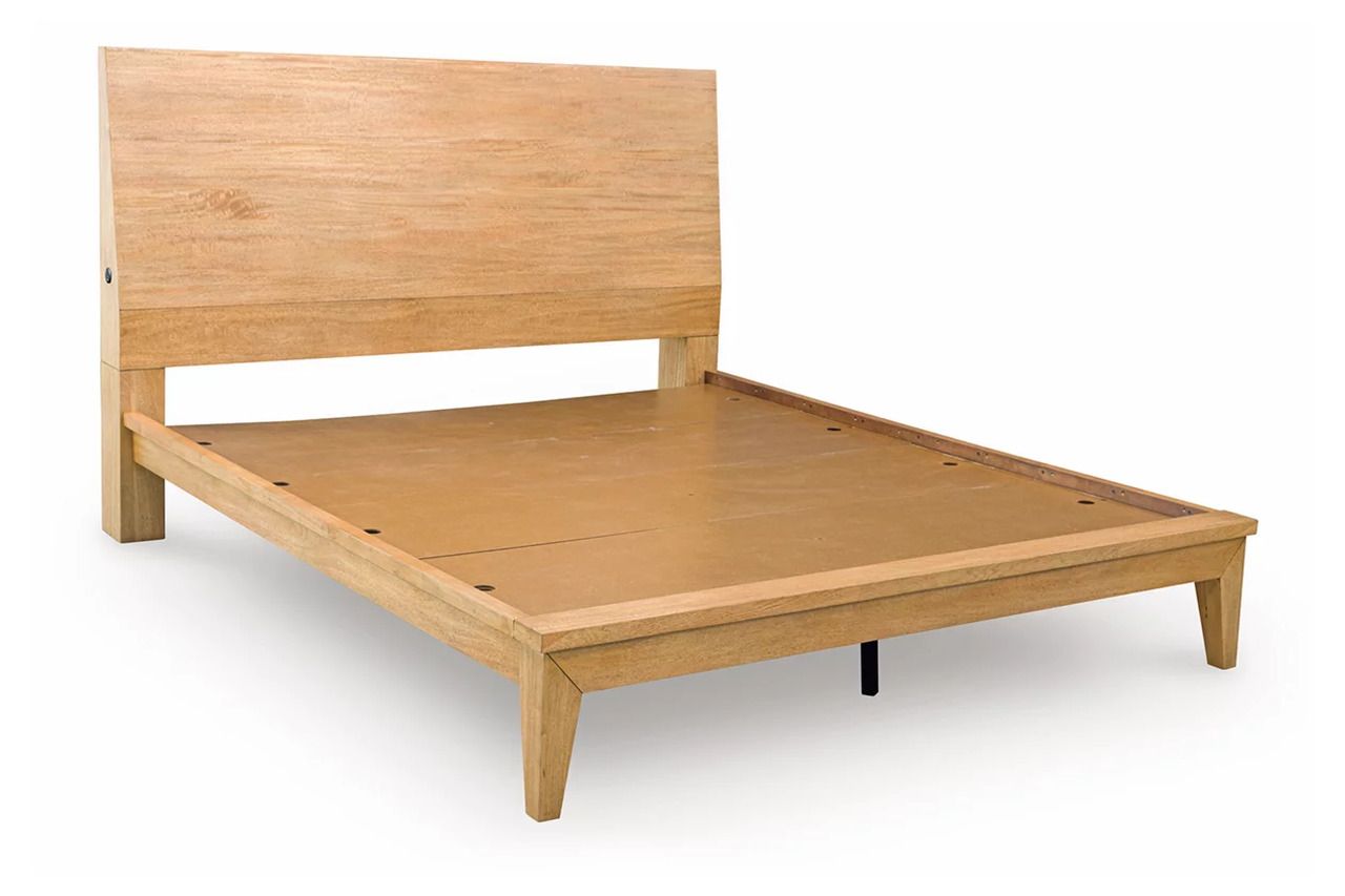 Sherbana Queen Panel Bed In Light Brown B833B2