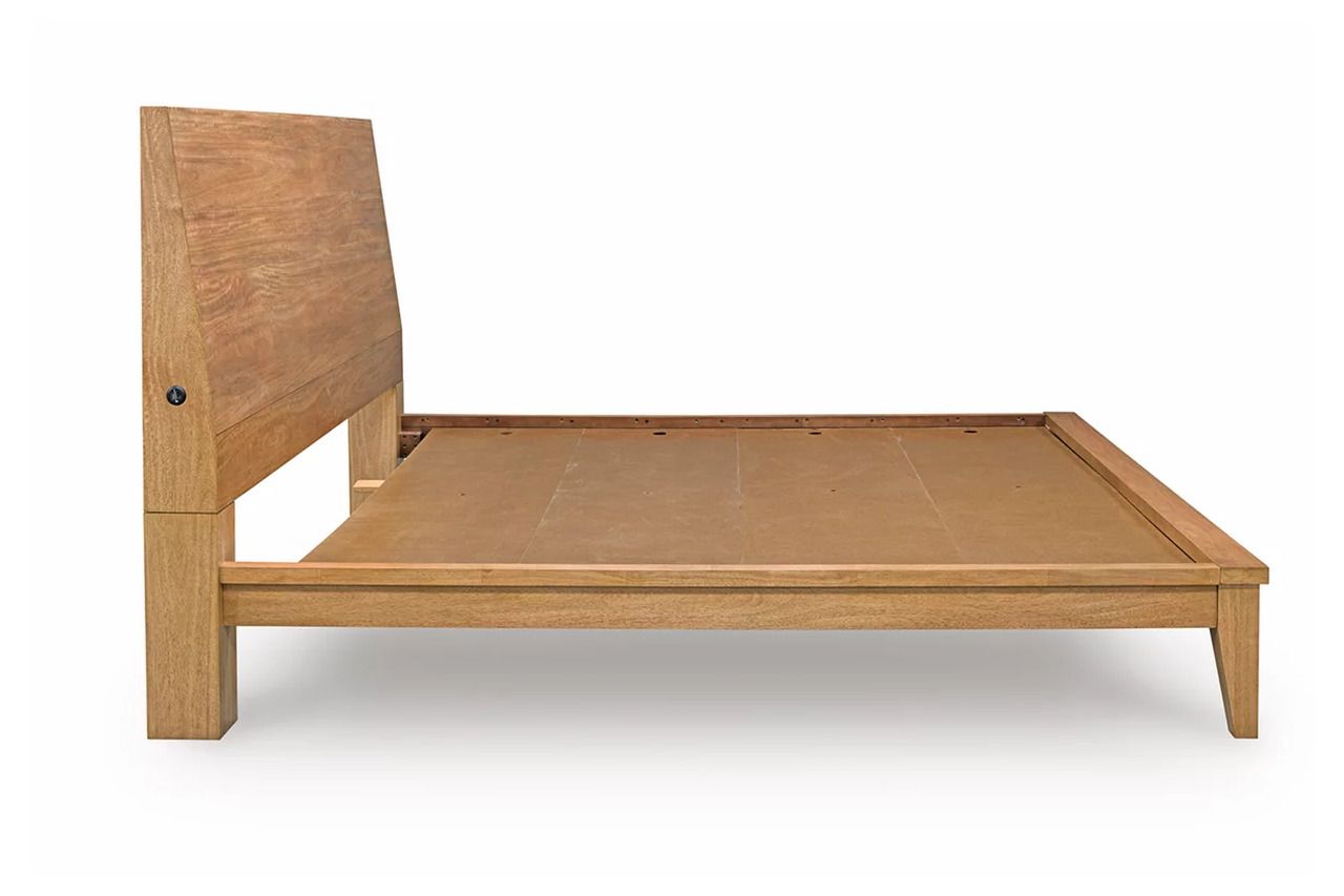 Sherbana Queen Panel Bed In Light Brown B833B2