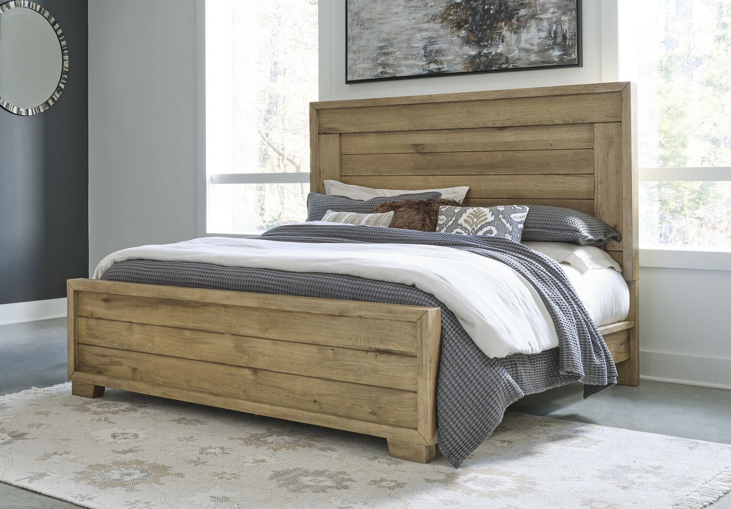 Galliden Queen Panel Bed In Light Brown B841B2