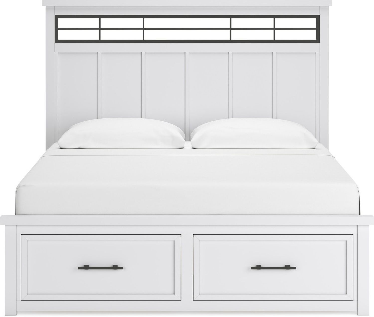 Ashbryn King Panel Storage Bed In White/Natural B844B4