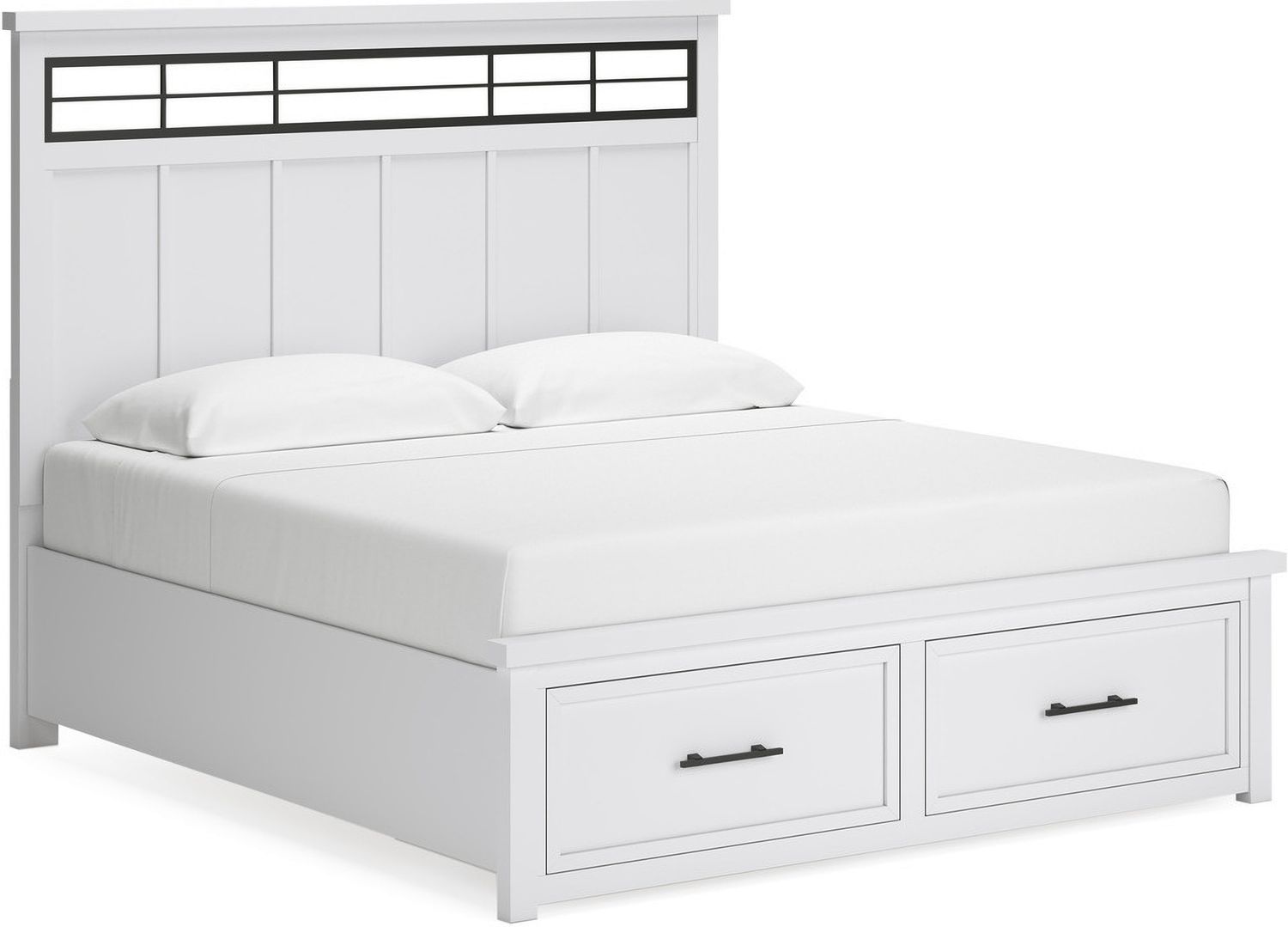 Ashbryn King Panel Storage Bed In White/Natural B844B4