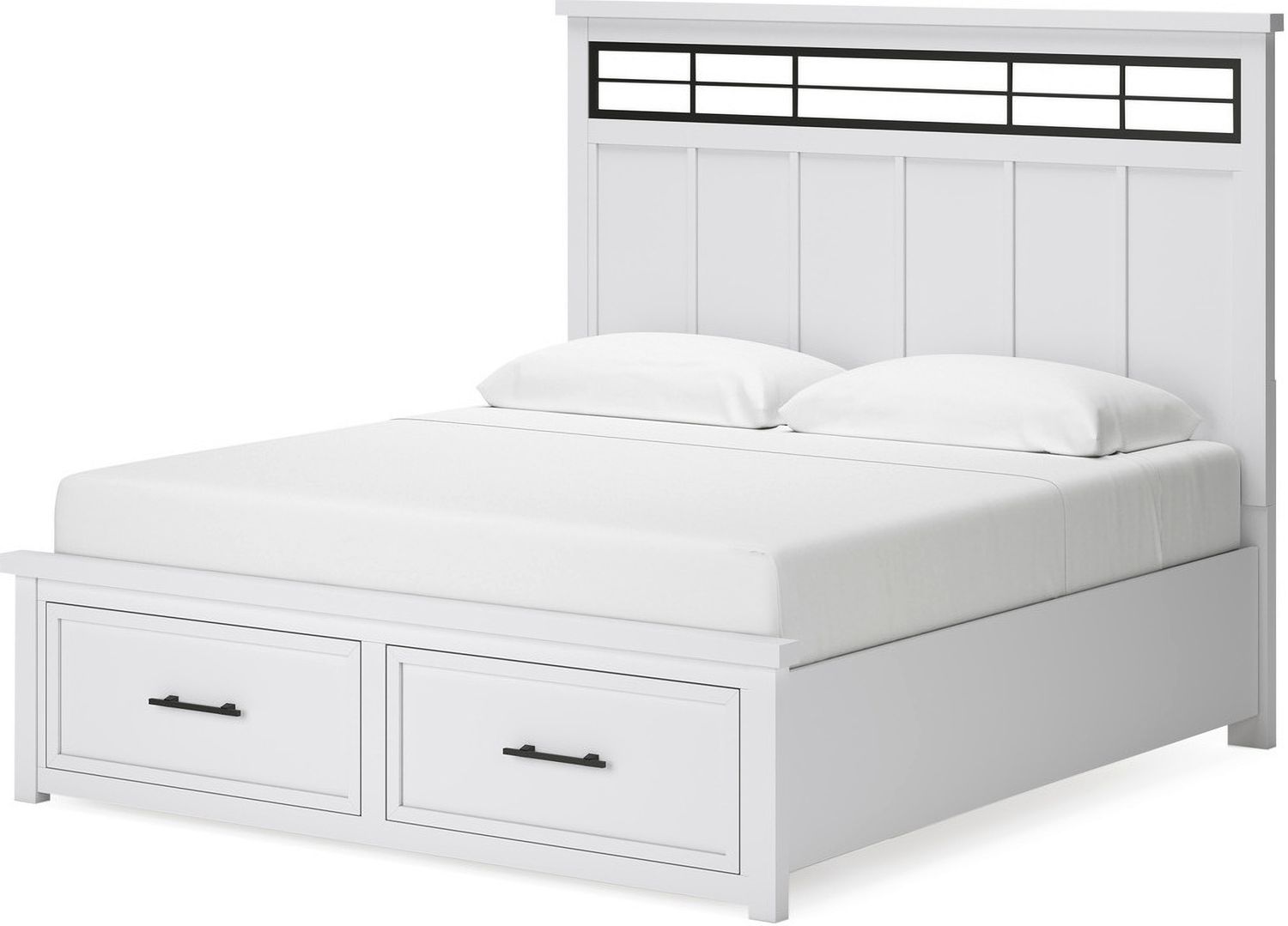 Ashbryn King Panel Storage Bed In White/Natural B844B4