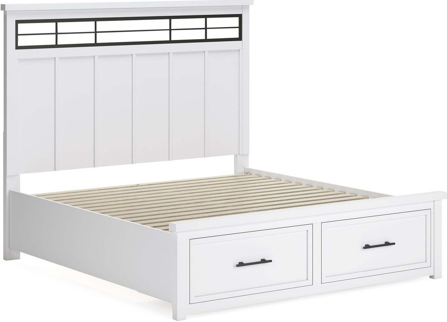 Ashbryn King Panel Storage Bed In White/Natural B844B4