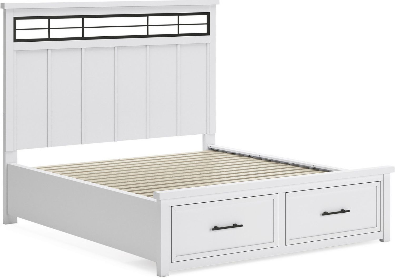 Ashbryn California King Panel Storage Bed In White/Natural B844B5