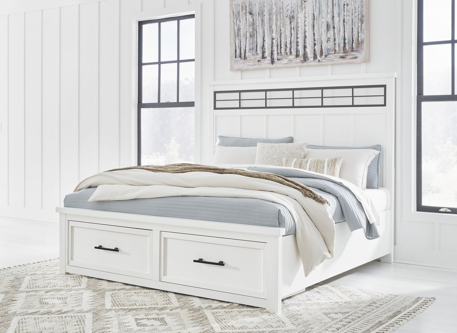 Ashbryn California King Panel Storage Bed In White/Natural B844B5