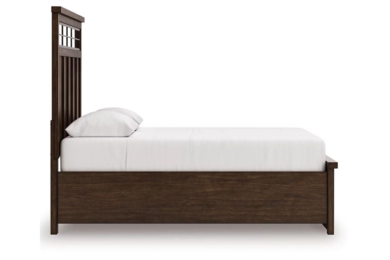 Taffenbrook Queen Panel Storage Bed In Medium Brown B849B2