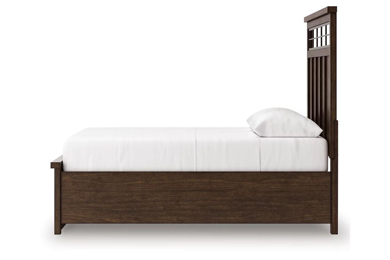 Taffenbrook Queen Panel Storage Bed In Medium Brown B849B2