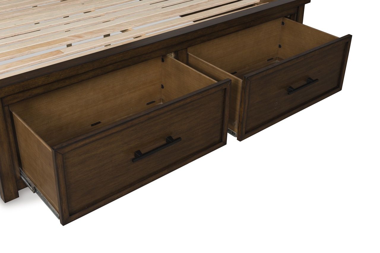 Taffenbrook Queen Panel Storage Bed In Medium Brown B849B2