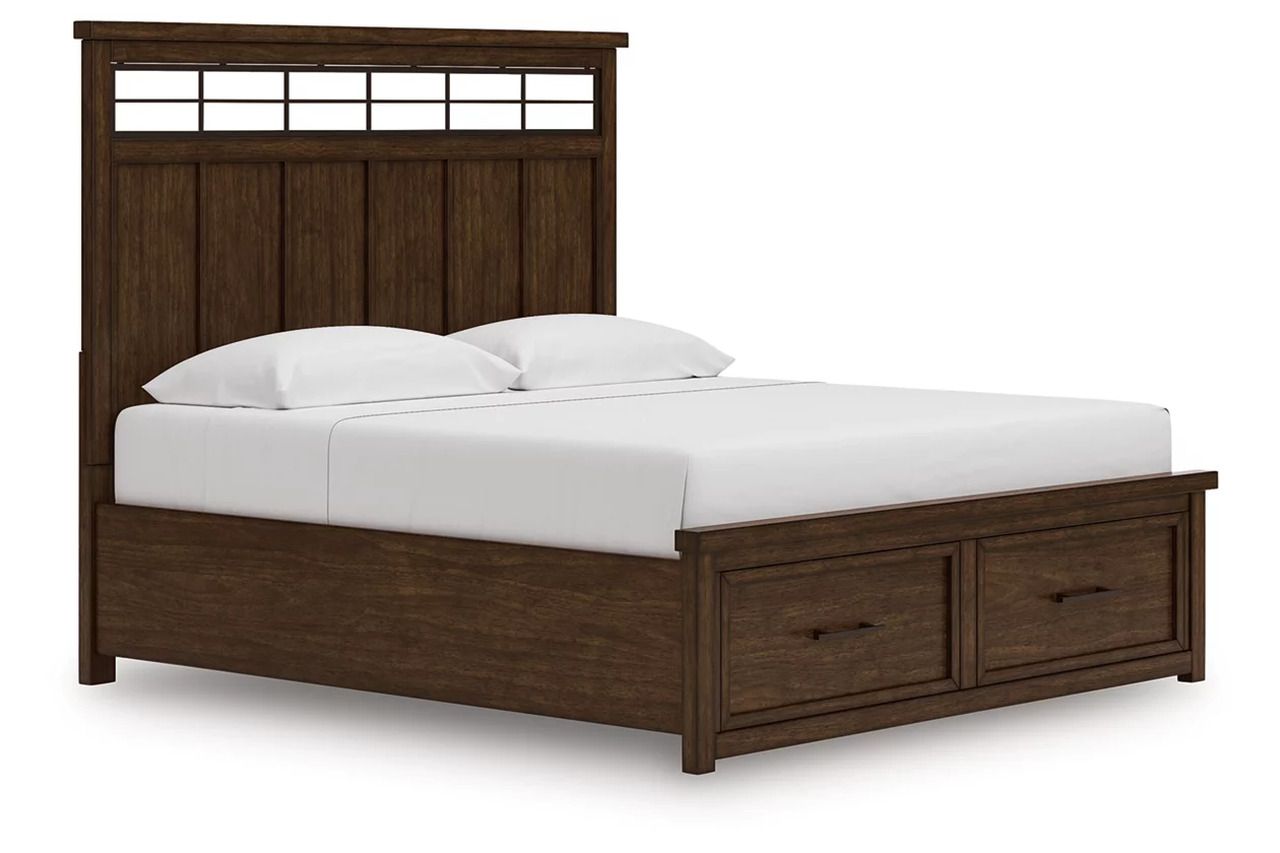 Taffenbrook King Panel Storage Bed In Medium Brown B849B4