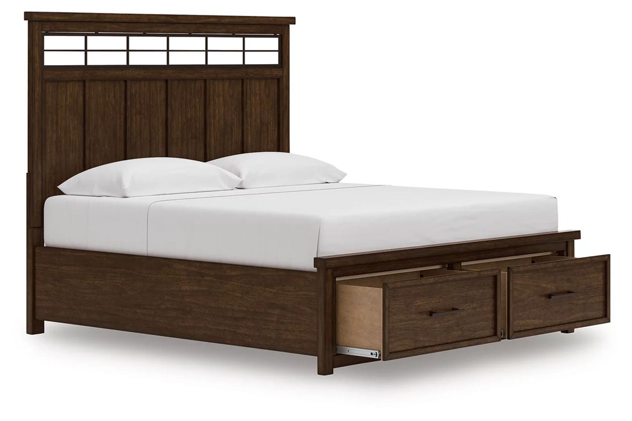 Taffenbrook King Panel Storage Bed In Medium Brown B849B4